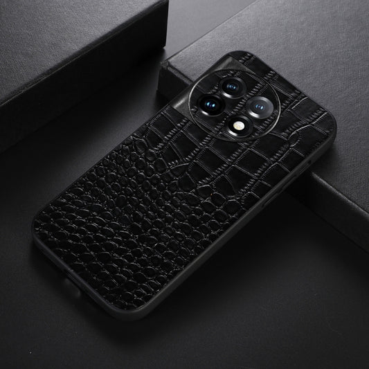 For OnePlus 11 Crocodile Texture Genuine Leather Phone Case(Black) by buy2fix