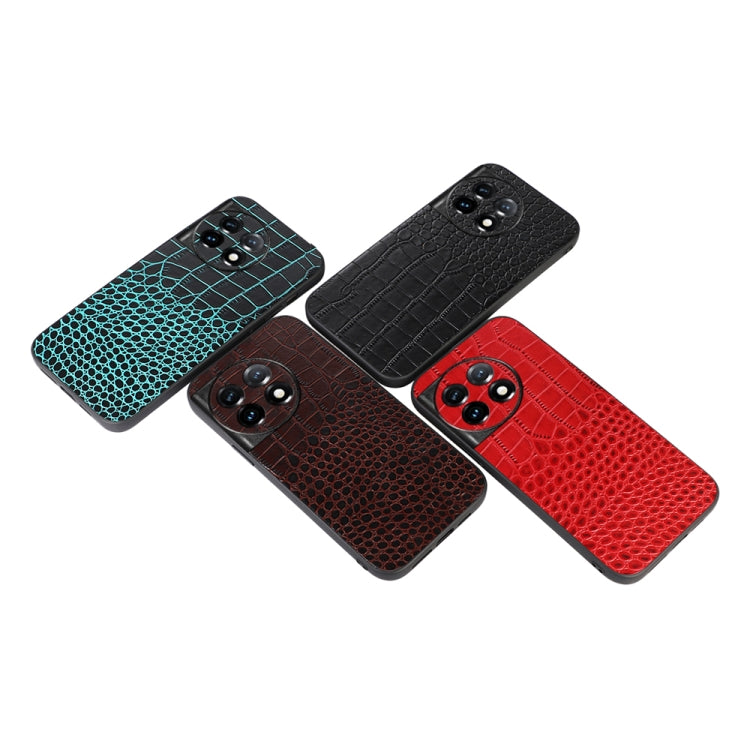 For OnePlus 11 Crocodile Texture Genuine Leather Phone Case(Black) by buy2fix