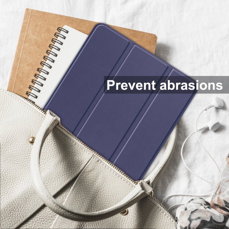 For Blackview Oscal Pad 10 Custer Pure Color 3-Fold Holder Smart Leather Tablet Case(Dark Blue) by buy2fix