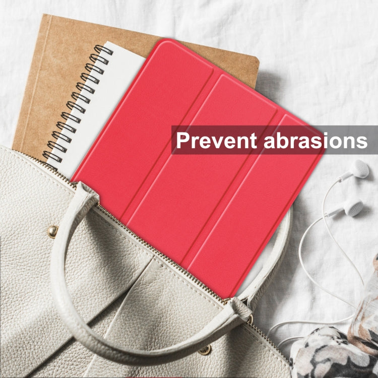 For Blackview Oscal Pad 10 Custer Pure Color 3-Fold Holder Smart Leather Tablet Case(Red) by buy2fix