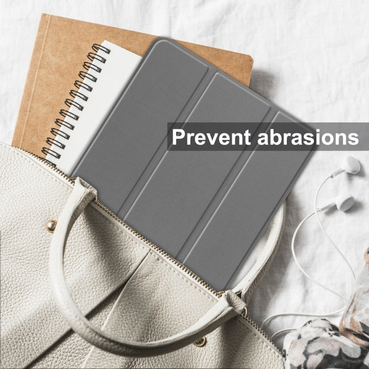 For Blackview Oscal Pad 10 Custer Pure Color 3-Fold Holder Smart Leather Tablet Case(Grey) by buy2fix