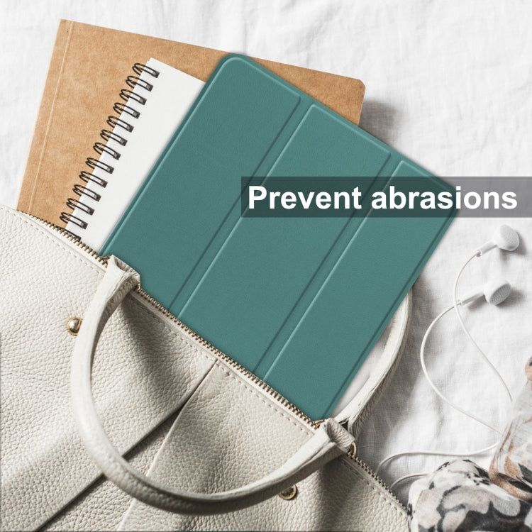 For Blackview Oscal Pad 10 Custer Pure Color 3-Fold Holder Smart Leather Tablet Case(Dark Green) by buy2fix