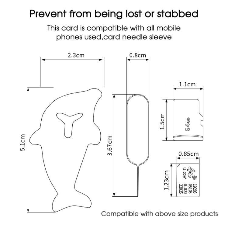 3pcs 2 in 1 Phone Tablet Card Removal Needle Dolphin Shape Card Opening Needle Cover(Black) - SIM Card Tool by buy2fix | Online Shopping UK | buy2fix