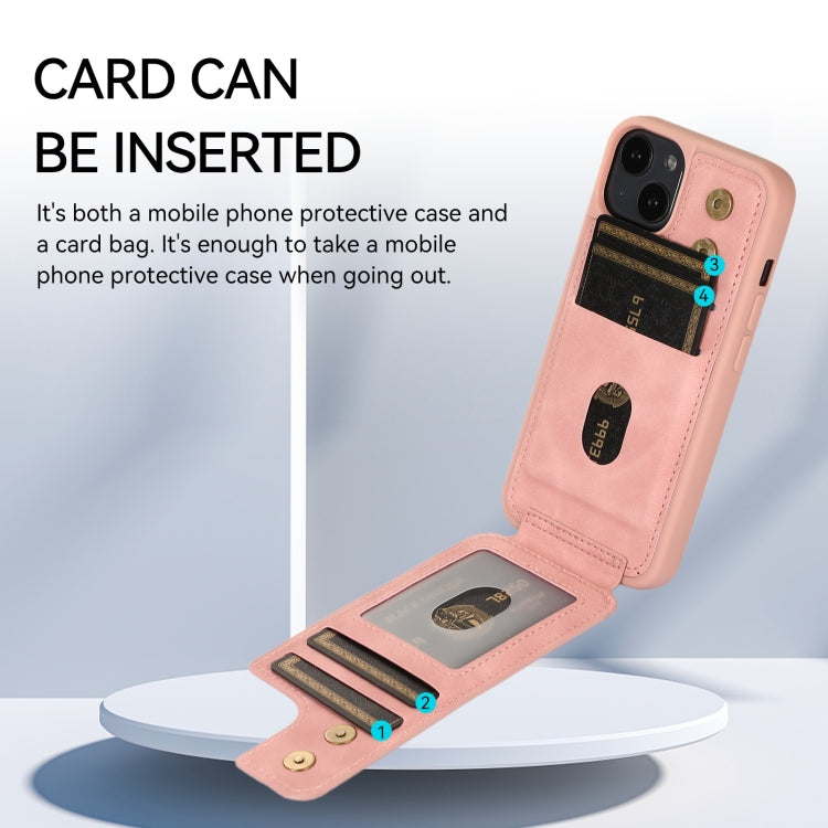 For iPhone 14 Plus Armor Ring Wallet Back Cover Phone Case(Pink) by buy2fix