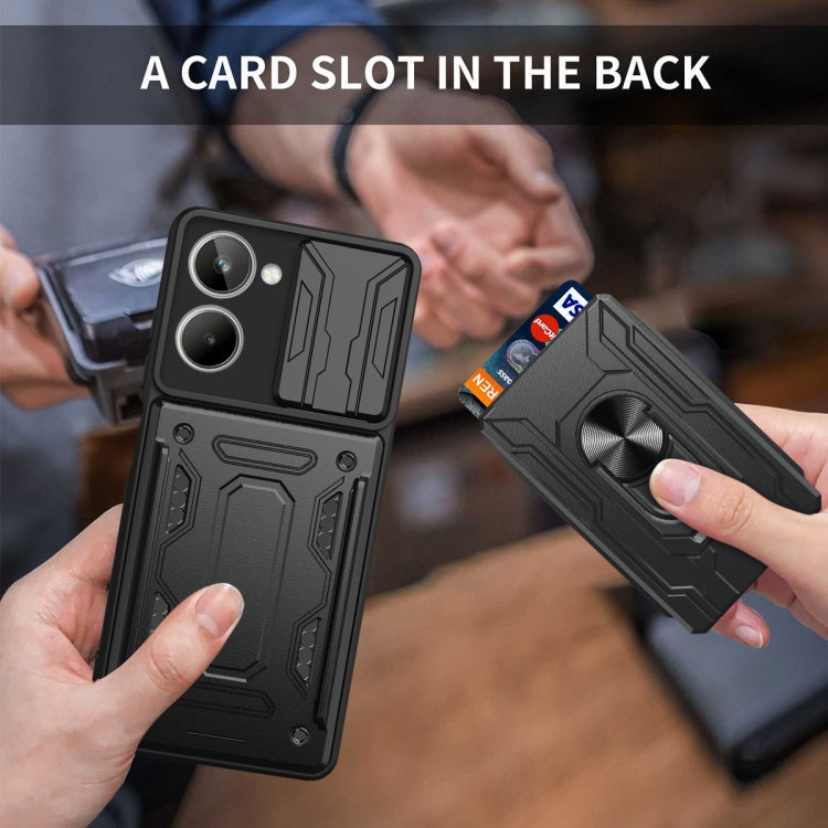 For Realme 10 4G Sliding Camshield TPU+PC Phone Case with Card Slot(Blue) by buy2fix