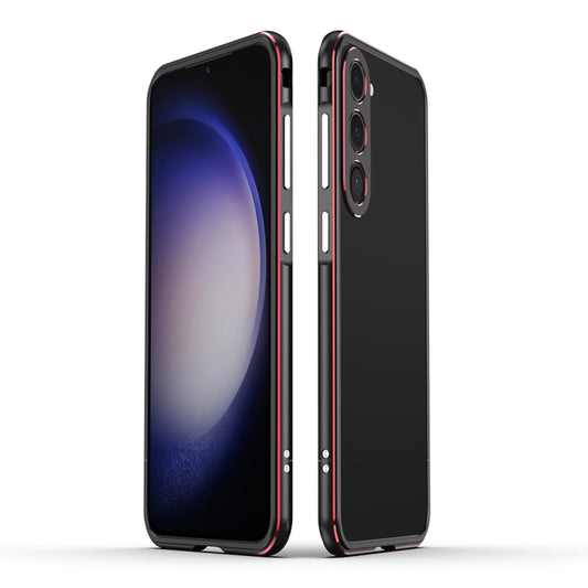For Samsung Galaxy S23 5G Aurora Series Lens Protector + Metal Frame Phone Case(Black Red) - Galaxy S23 5G Cases by buy2fix | Online Shopping UK | buy2fix
