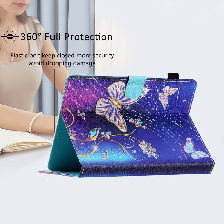For 8 inch Coloured Drawing Stitching Leather Tablet Case(Butterfly) - 8 inch by buy2fix | Online Shopping UK | buy2fix