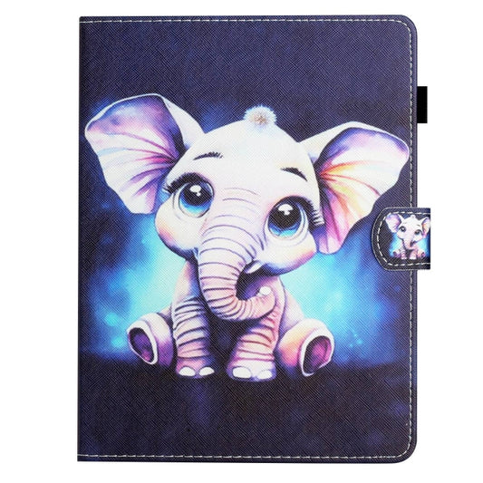For 10 inch Coloured Drawing Stitching Leather Tablet Case(Elephant) - 10 - 11 inch by buy2fix | Online Shopping UK | buy2fix