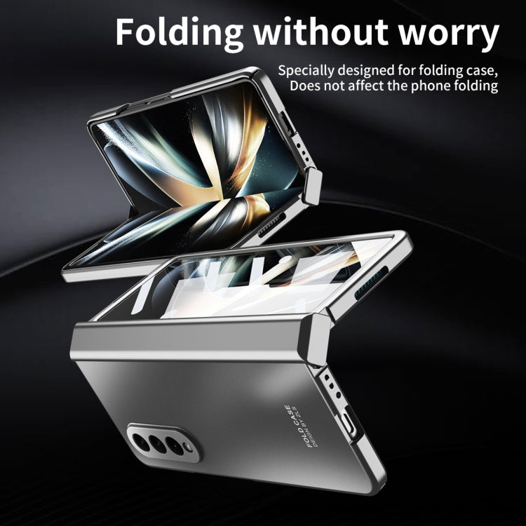 For Samsung Galaxy Z Fold4 5G Integrated Electroplating Folding All-inclusive Phone Case(Silver) - Galaxy Z Fold4 5G Cases by buy2fix | Online Shopping UK | buy2fix