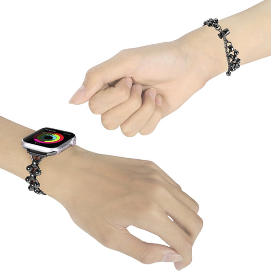 Steel Ball Chain Watch Band For Apple Watch Series 9&8&7 41mm / SE 3&SE 2&6&SE&5&4 40mm / 3&2&1 38mm (Black) by buy2fix