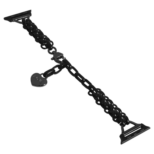 Stainless Steel Three Row Chain Watch Band For Apple Watch Ultra 49mm&Watch Ultra 2 49mm / Series 9&8&7 45mm / SE 3&SE 2&6&SE&5&4 44mm / 3&2&1 42mm (Black) by buy2fix