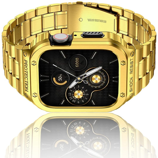 Metal Integrated Watch Protective Case For Apple Watch Series SE 2025&6&SE&5&4 44mm(Gold) by buy2fix