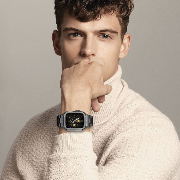 Metal Integrated Watch Protective Case For Apple Watch Series SE 2025&6&SE&5&4 44mm(Black) by buy2fix