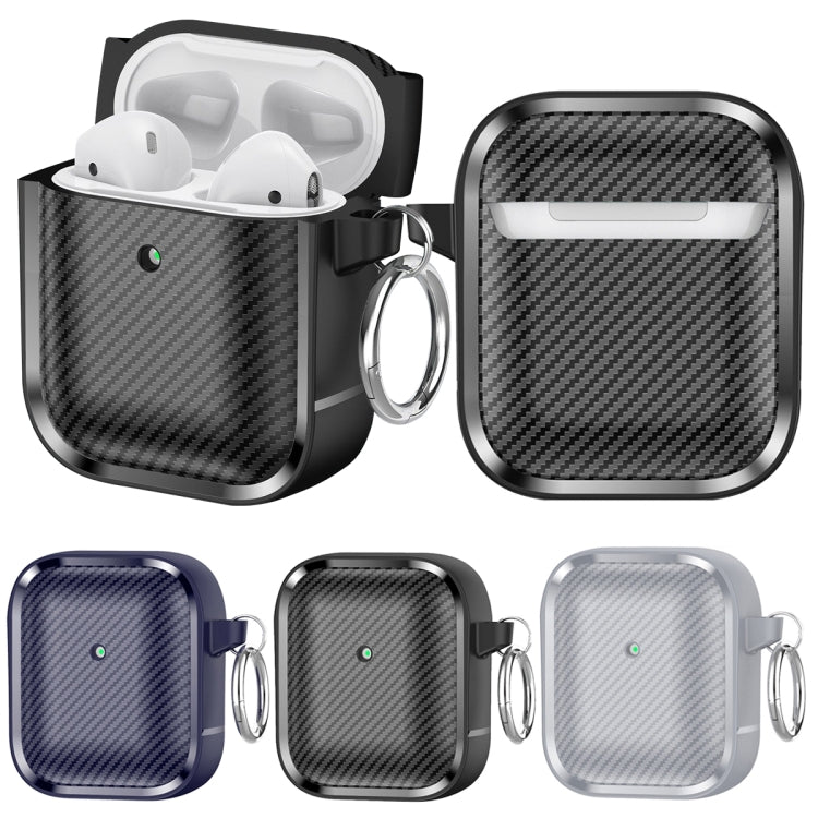 For AirPods 1 / 2 Photo Frame Carbon Fiber Series Earphone Case(Black) by buy2fix