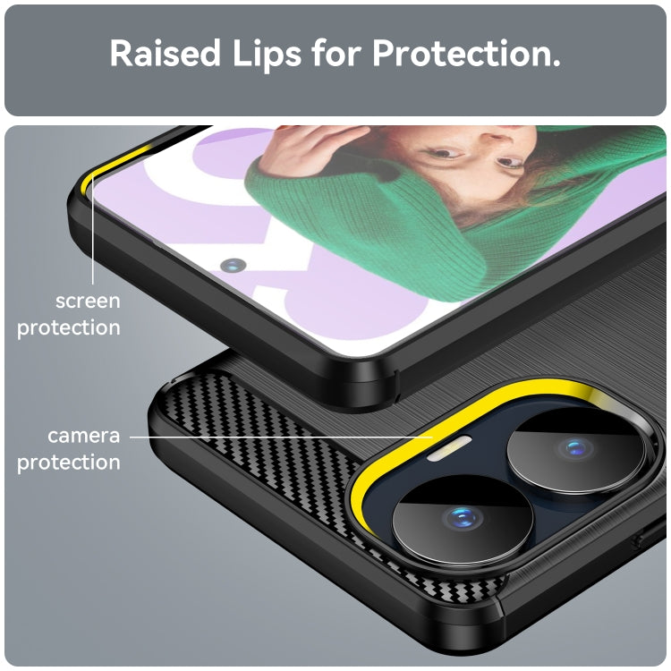 For Realme C55 Brushed Texture Carbon Fiber TPU Phone Case(Black) by buy2fix