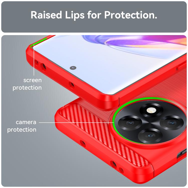 For OnePlus 11R Brushed Texture Carbon Fiber TPU Phone Case(Red) by buy2fix