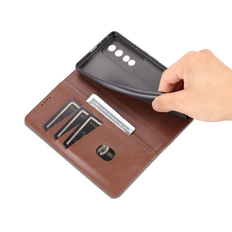 For Honor 80 GT AZNS Magnetic Calf Texture Flip Leather Phone Case(Dark Brown) - Honor Cases by AZNS | Online Shopping UK | buy2fix