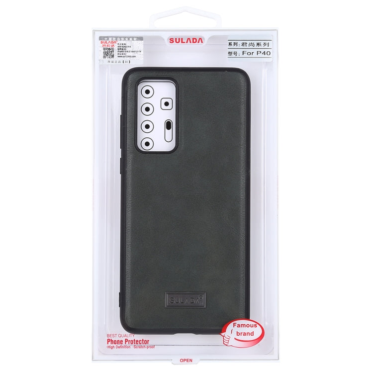 For Huawei P40 SULADA Shockproof TPU + Handmade Leather Protective Case(Grey) - Huawei Cases by SULADA | Online Shopping UK | buy2fix