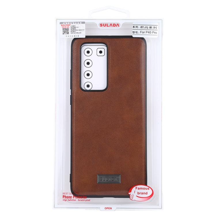 For Huawei P40 Pro SULADA Shockproof TPU + Handmade Leather Protective Case(Brown) - Huawei Cases by SULADA | Online Shopping UK | buy2fix