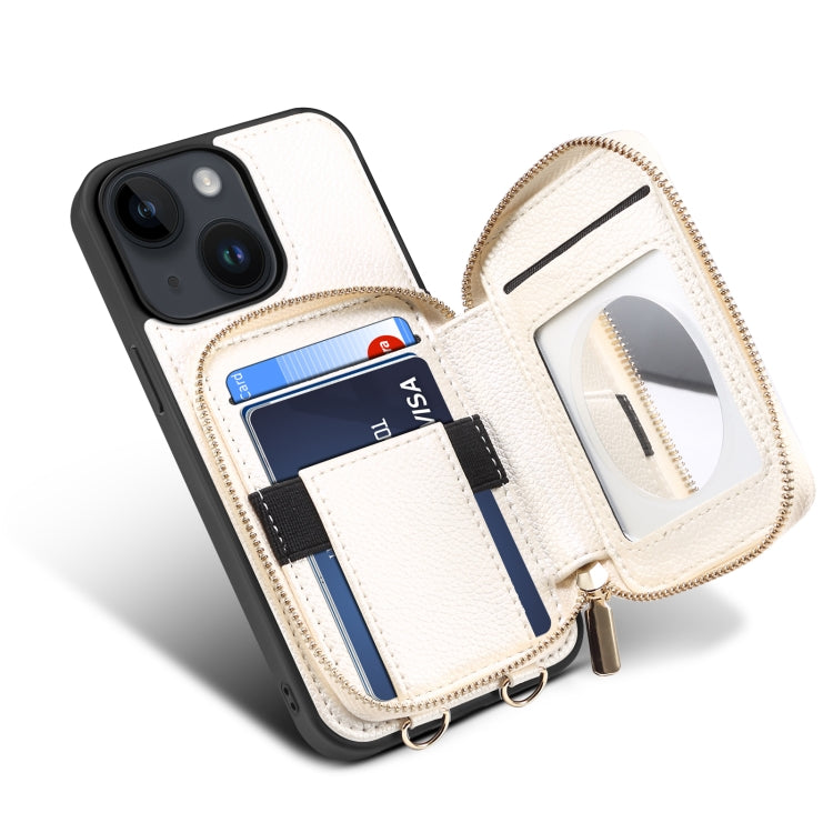 For iPhone 14 Plus Zipper Card Slot Phone Case(White) - iPhone 14 Plus Cases by buy2fix | Online Shopping UK | buy2fix