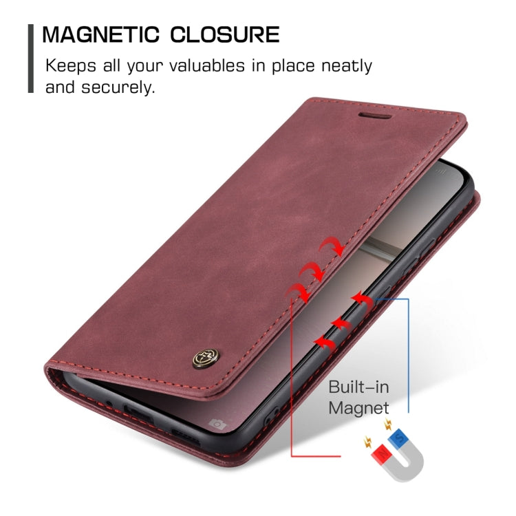 For Xiaomi 13 CaseMe 013 Multifunctional Horizontal Flip Leather Phone Case(Wine Red) by CaseMe