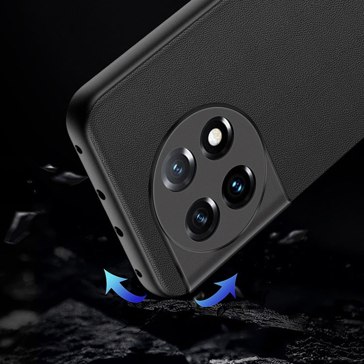 For OnePlus 11 Ultra-thin Lambskin Leather Phone Case(Black) by buy2fix