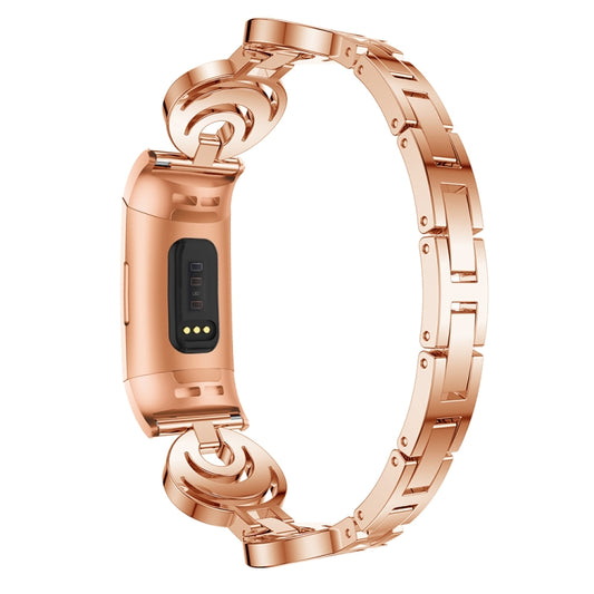 For Fitbit Charge 2 Sun Moon Star Diamond Metal Watch Band(Rose Gold) by buy2fix