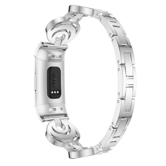For Fitbit Charge 2 Sun Moon Star Diamond Metal Watch Band(Silver) by buy2fix