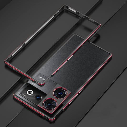 For ZTE nubia Z50 Ultra LK Aurora Metal Frame Phone Case with Lens Cover(Black Red) - ZTE Cases by buy2fix | Online Shopping UK | buy2fix