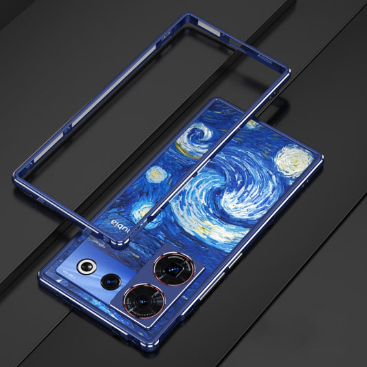 For ZTE nubia Z50 Ultra LK Aurora Metal Frame Phone Case with Lens Cover(Blue Silver) - ZTE Cases by buy2fix | Online Shopping UK | buy2fix