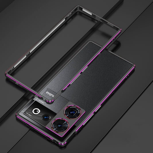 For ZTE nubia Z50 Ultra LK Aurora Metal Frame Phone Case with Lens Cover(Black Purple) - ZTE Cases by buy2fix | Online Shopping UK | buy2fix
