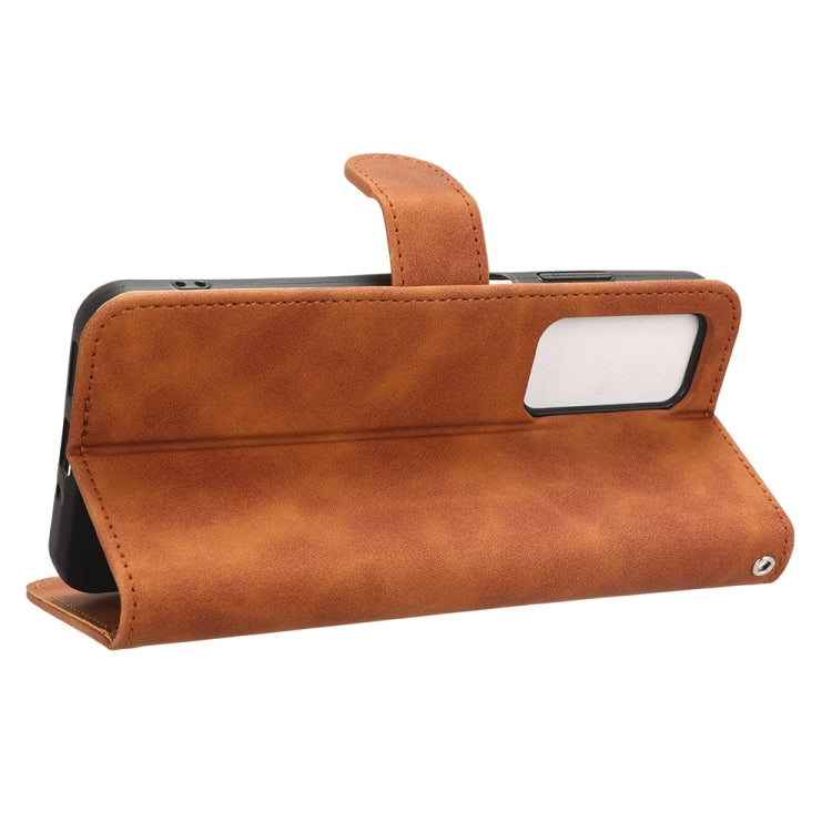 For Blackview A85 Skin Feel Magnetic Flip Leather Phone Case(Brown) by buy2fix