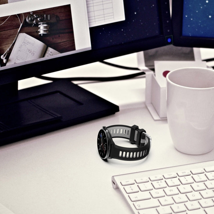 For Amazfit GTR Mini 20mm Cross Texture Two Color Silicone Stainless Steel Buckle Watch Band(White Blue) by buy2fix