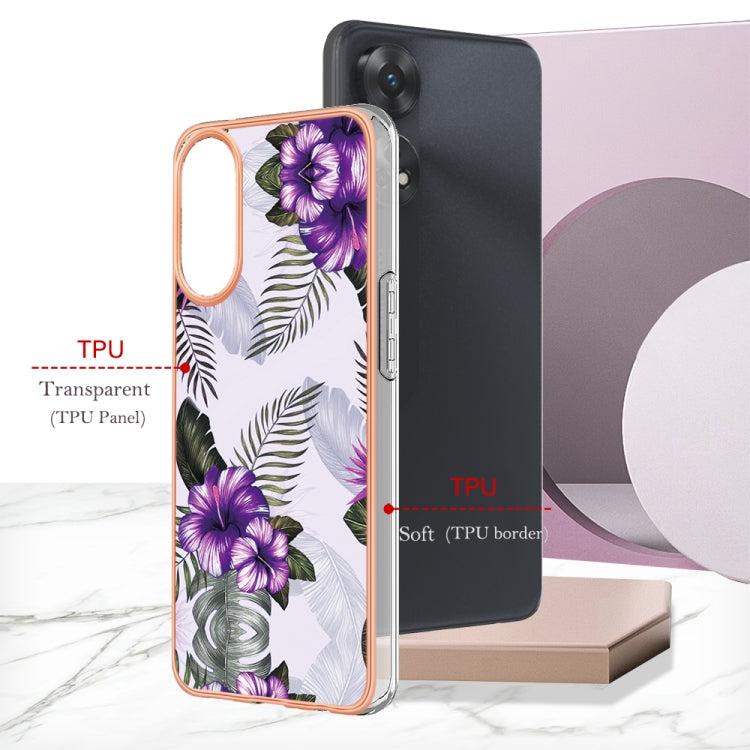 For OPPO Reno8 T 4G Electroplating IMD TPU Phone Case(Purple Flower) by buy2fix