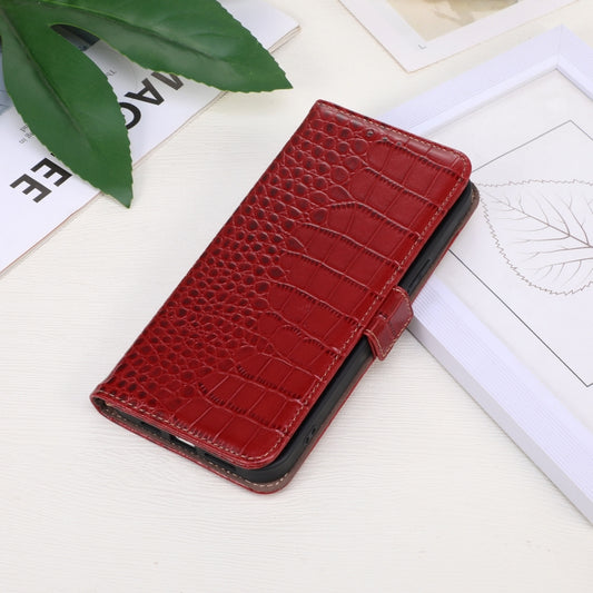 For Motorola Moto G34 Crocodile Top Layer Cowhide Leather Phone Case(Red) - Motorola Cases by buy2fix | Online Shopping UK | buy2fix