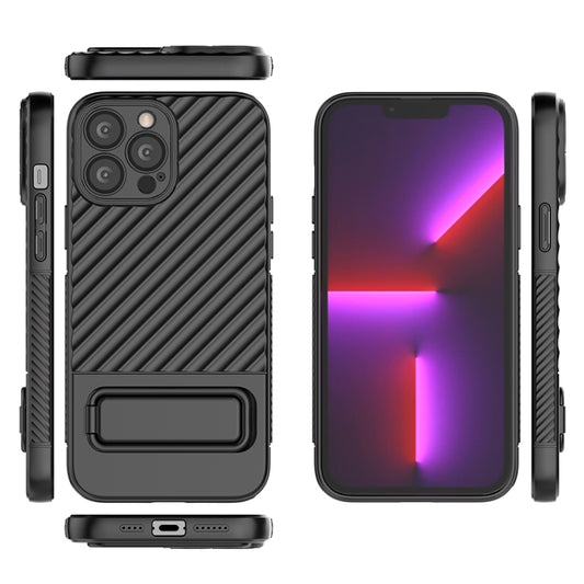 For iPhone 13 Pro Max Wavy Texture TPU Phone Case with Lens Film(Grey) by buy2fix