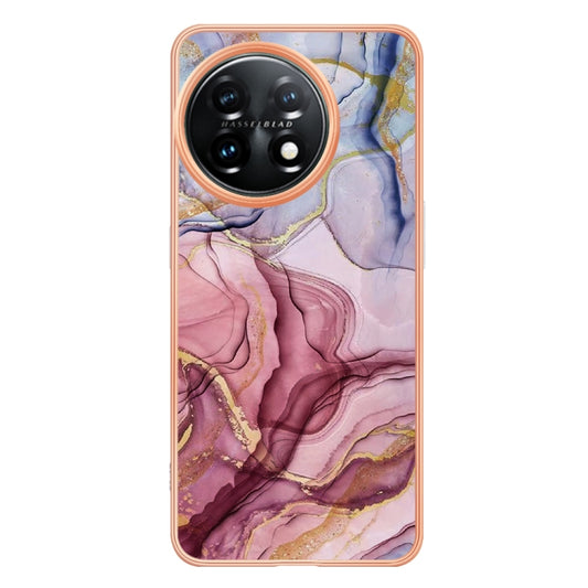 For OnePlus 11 Electroplating Marble Dual-side IMD Phone Case(Rose Red 014) by buy2fix