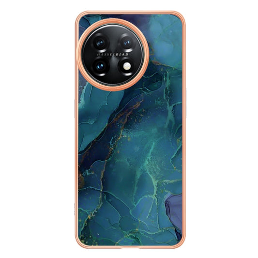 For OnePlus 11 Electroplating Marble Dual-side IMD Phone Case(Green 017) by buy2fix