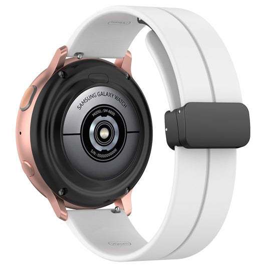 20mm Universal Flat Head Groove Folding Black Buckle Silicone Watch Band(White) by buy2fix