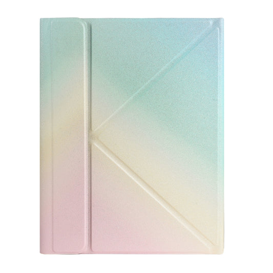 For iPad 2025 / 2022 B10S Triangle Holder Three-color Backlight Bluetooth Keyboard Leather Case(Rainbow) by buy2fix