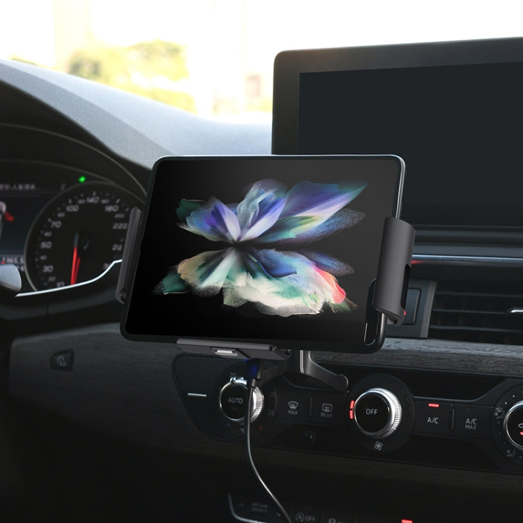 For Samsung Galaxy Z Fold4 / 3 S1 Pro Car Horizontal Navigation Phone Holder Wireless Charger(Black) by buy2fix