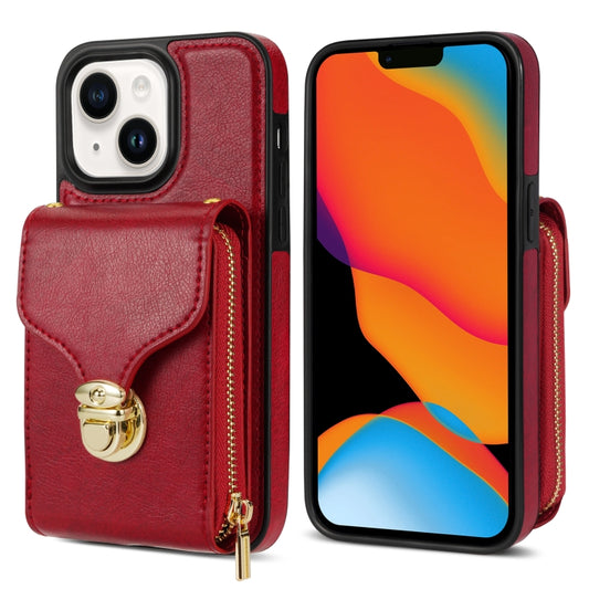 For iPhone 13 mini Zipper Hardware Card Wallet Phone Case(Red) - iPhone 13 mini Cases by buy2fix | Online Shopping UK | buy2fix