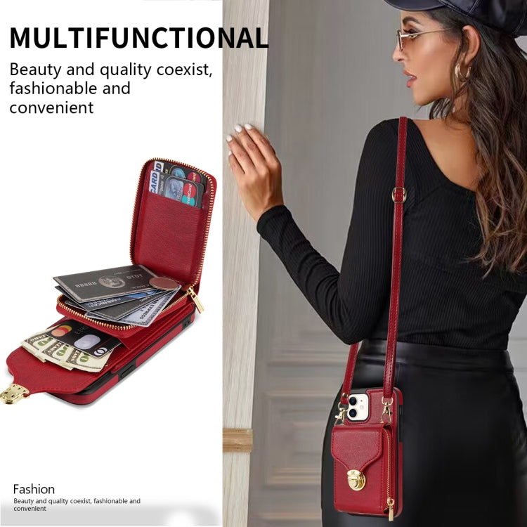 For iPhone 12 mini Zipper Hardware Card Wallet Phone Case(Red) - iPhone 12 mini Cases by buy2fix | Online Shopping UK | buy2fix