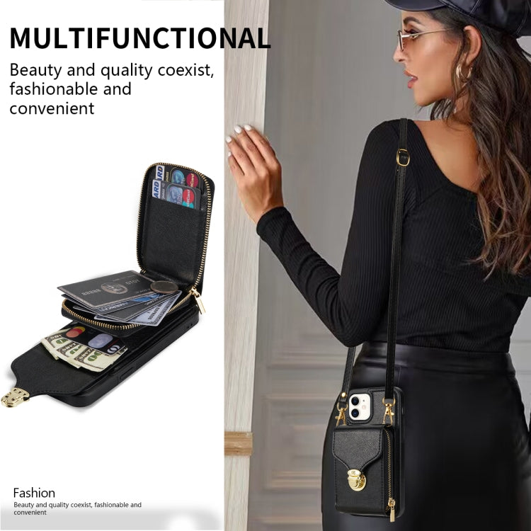 For iPhone 12 mini Zipper Hardware Card Wallet Phone Case(Black) - iPhone 12 mini Cases by buy2fix | Online Shopping UK | buy2fix