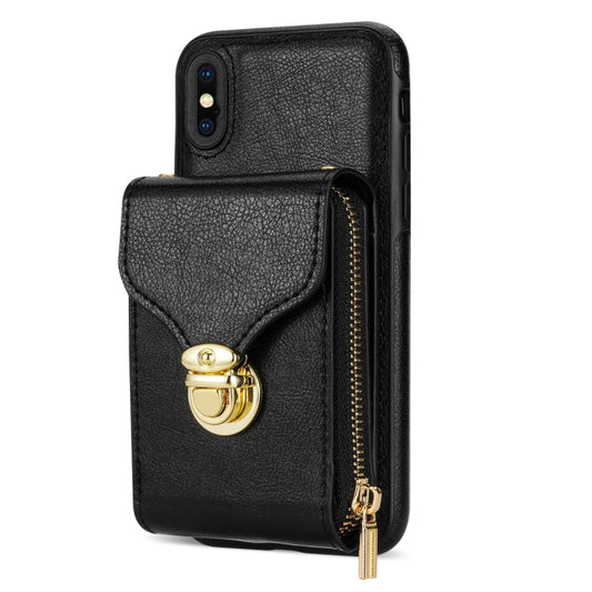 For iPhone XS Max Zipper Hardware Card Wallet Phone Case(Black) - More iPhone Cases by buy2fix | Online Shopping UK | buy2fix