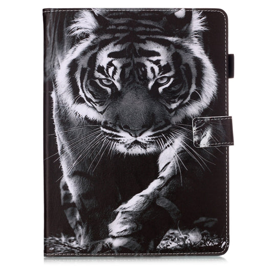 For iPad Pro 11 (2020) Plain Weave Texture Colored Drawing Horizontal Flip Leather Tablet Case, with Sleep / Wake-up Function & Holder & Card Slo & Wallet(Black White Tiger) - iPad Pro 11 (2020) Cases by buy2fix | Online Shopping UK | buy2fix