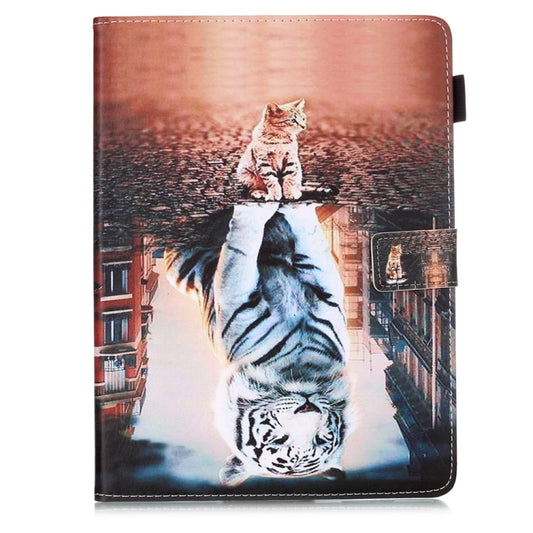 For iPad Pro 11 (2020) Plain Weave Texture Colored Drawing Horizontal Flip Leather Tablet Case, with Sleep / Wake-up Function & Holder & Card Slo & Wallet(Cat Tiger) - iPad Pro 11 (2020) Cases by buy2fix | Online Shopping UK | buy2fix