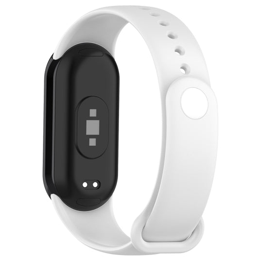 For Xiaomi Mi Band 8 Solid Color Silicone Plug Replacement Watch Band(White) by buy2fix