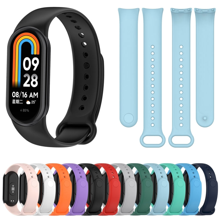 For Xiaomi Mi Band 8 Solid Color Silicone Plug Replacement Watch Band(White) by buy2fix