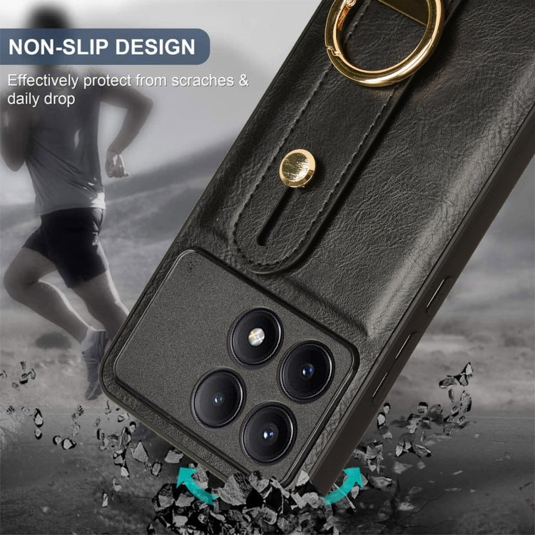 For Xiaomi Redmi K70/K70 Pro Wristband Leather Back Phone Case(Black) by buy2fix